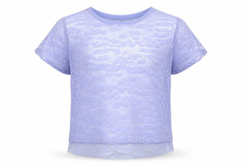Front view of George girls’ purple polyester basic blouse, size 10-11, years round neck - heart pattern