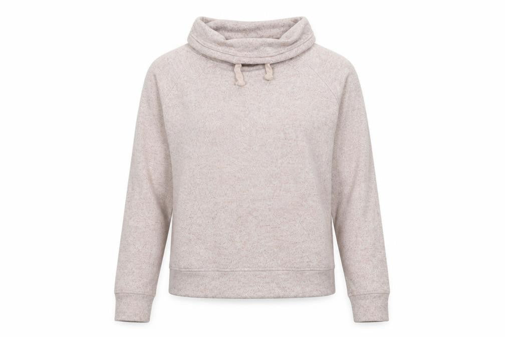 Front view of Avenue women’s pink roll neck viscose jumper, size UK 8
