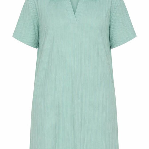SheIn Womens Green Striped Polyester T-Shirt Dress  Size L  Collared