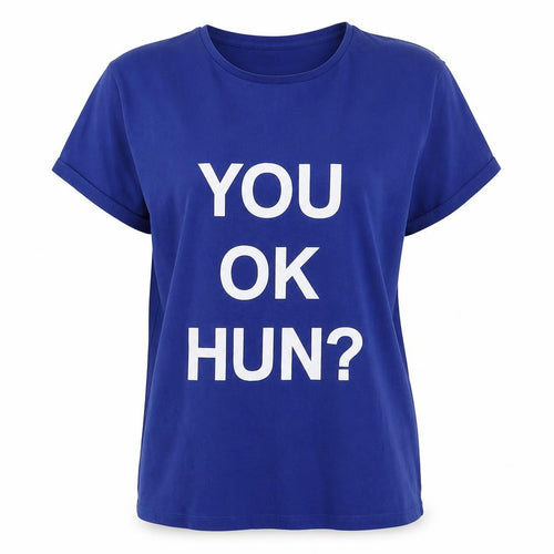 Primark Womens Blue  Cotton Basic T-Shirt Size 10 Crew Neck - you ok hun?