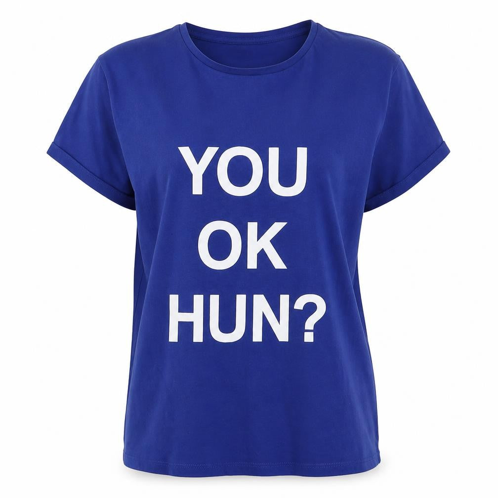 Primark Womens Blue  Cotton Basic T-Shirt Size 10 Crew Neck - you ok hun?