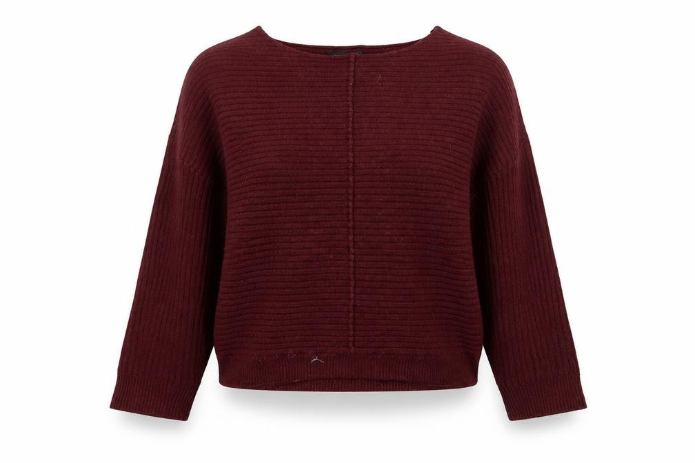 Front view of New Look women’s purple round neck acrylic jumper, size M