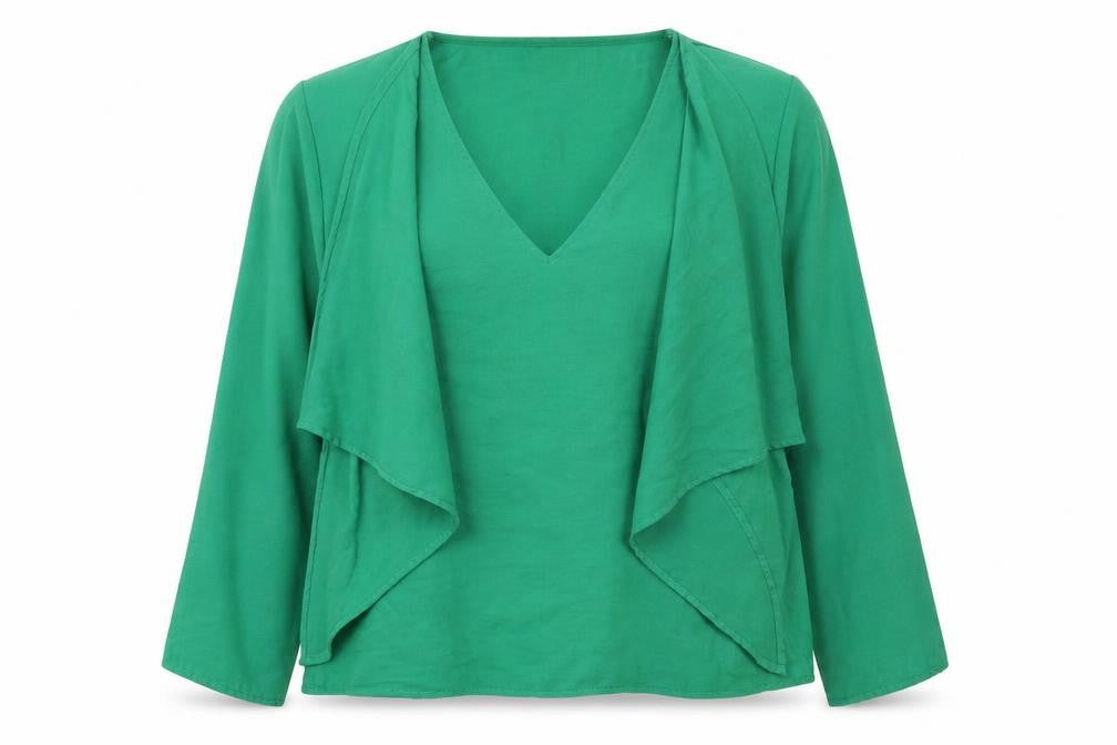 In the Style Womens Green  Polyester Basic Blouse Size 14 V-Neck