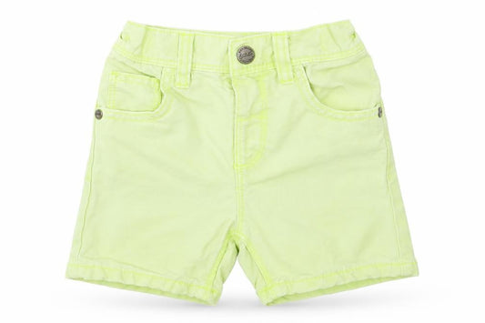 Front view of Next boys’ green cotton cropped trousers, size 18-24, months
