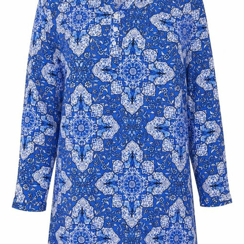 Real Clothing Womens Blue Geometric Viscose Mini  Size XL  V-Neck