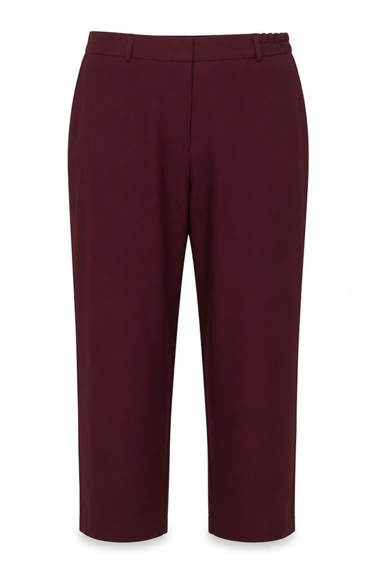 Front view of Special Collection women’s purple polyester trousers, size UK 18, 24-inch leg regular zip