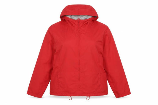 Front view of Evie women’s red jacket, size UK 16, zip