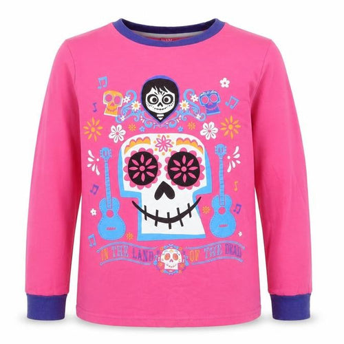DISNEY  Girls Pink Floral Cotton Basic T-Shirt Size 9-10 Years Round Neck  - DISNEY IN THE LAND OF THE DEAD