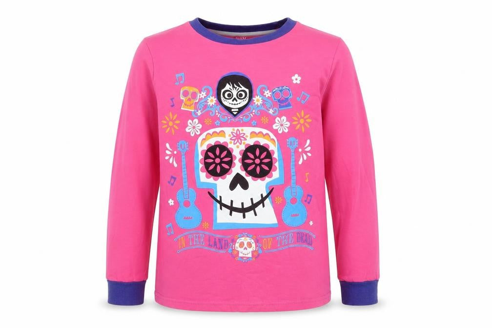 DISNEY  Girls Pink Floral Cotton Basic T-Shirt Size 9-10 Years Round Neck  - DISNEY IN THE LAND OF THE DEAD