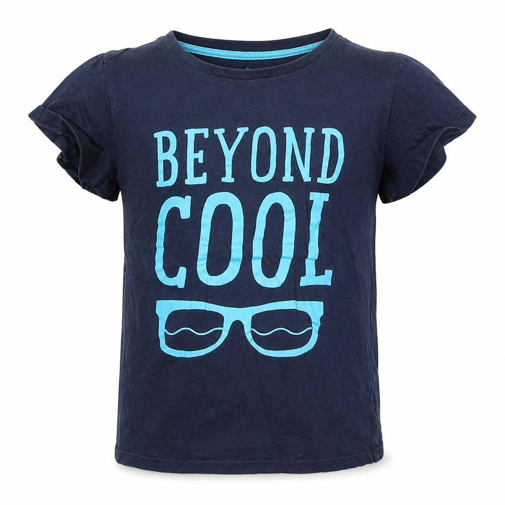 Front view of TEX boys’ blue cotton basic t-shirt, size 5-6, years crew neck pullover - beyond cool