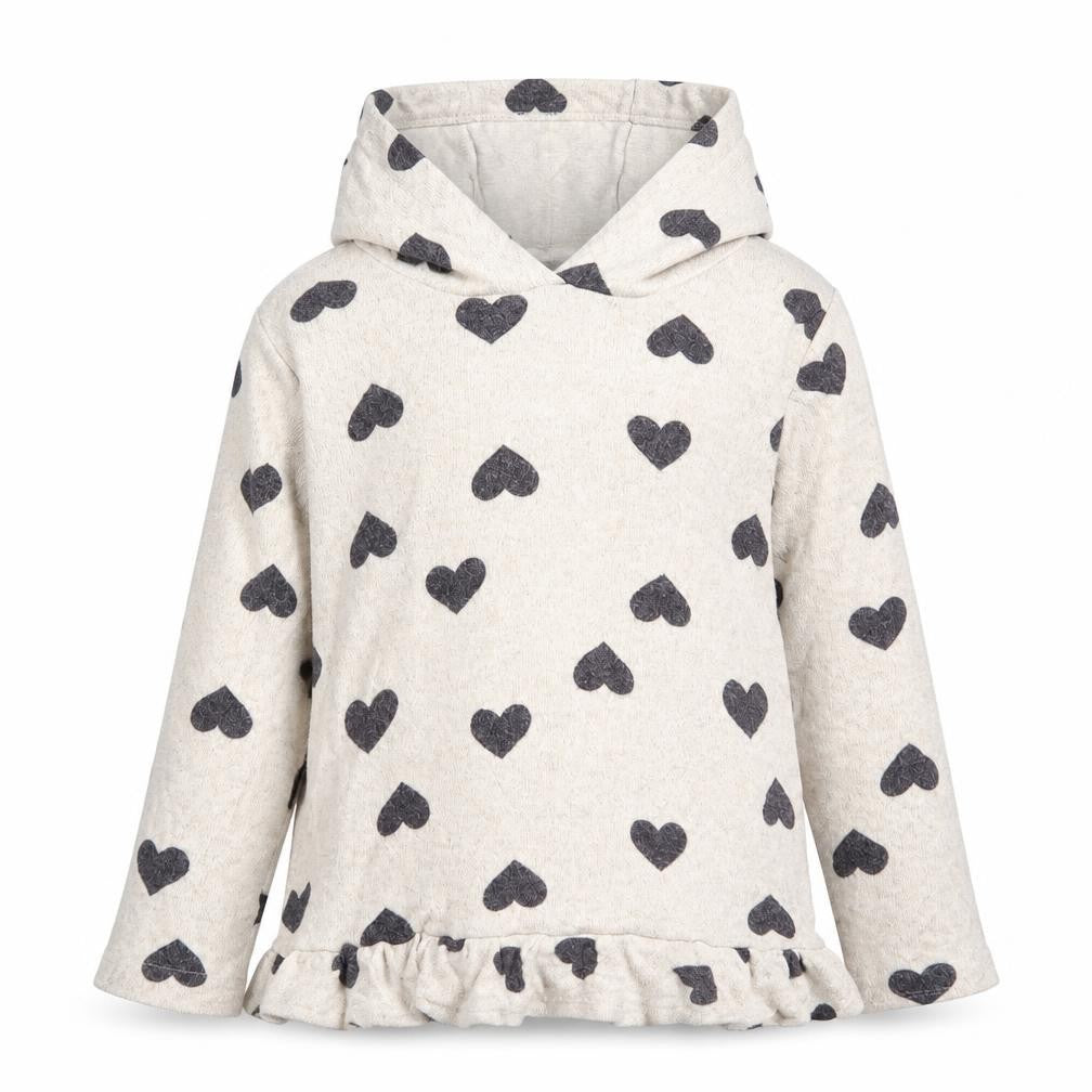 F&F Boys Beige  Vinyl Pullover Hoodie Size 5-6 Years  Pullover - Love Hearts
