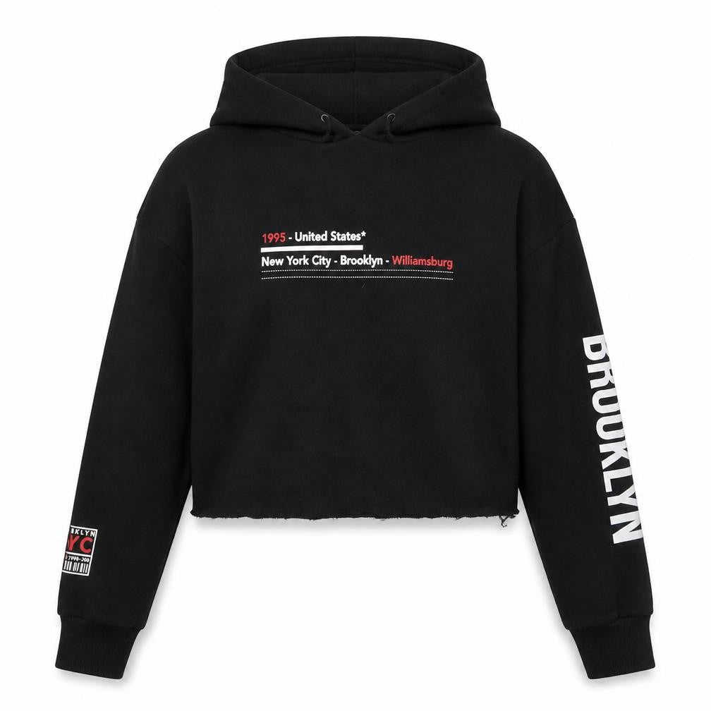 915 Generation Girls Black  Polyester Pullover Hoodie Size 12-13 Years   - Cropped