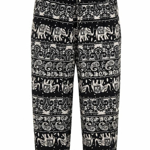Julia Womens Black Fair Isle Cotton Harem Trousers Size S L23 in Regular