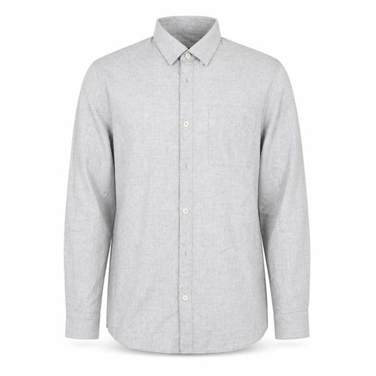Front view of River Island men’s gold polyester button-up, size S, collared button