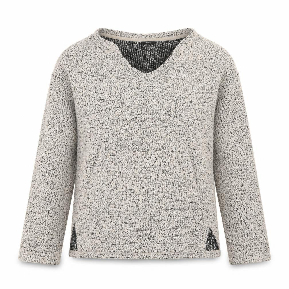 Front view of Next women’s beige v-neck acrylic jumper, size UK 10
