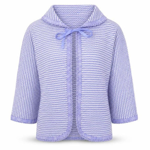 Preworn Womens Blue Collared Striped Acrylic Cardigan Jumper Size M