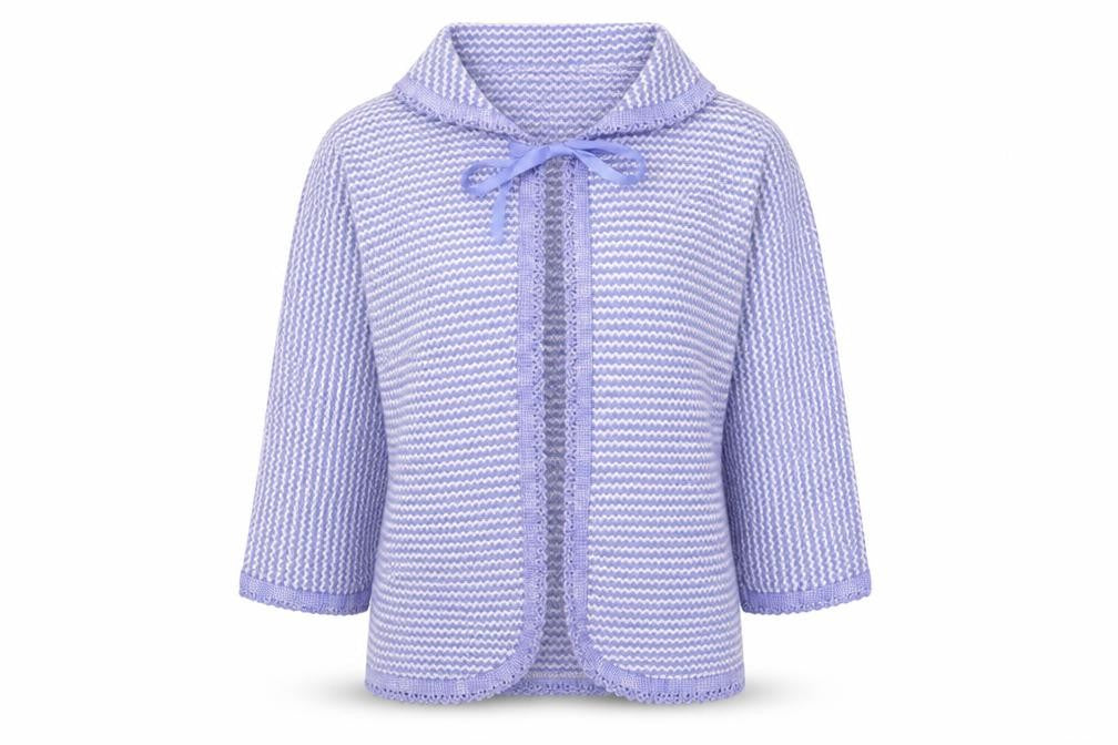 Preworn Womens Blue Collared Striped Acrylic Cardigan Jumper Size M