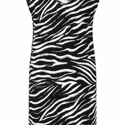 Marks and Spencer Womens Black Animal Print Viscose T-Shirt Dress  Size 10  V-Neck