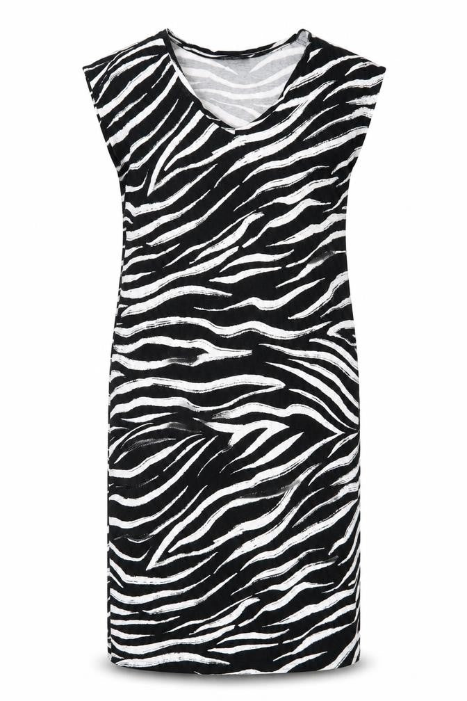 Marks and Spencer Womens Black Animal Print Viscose T-Shirt Dress  Size 10  V-Neck