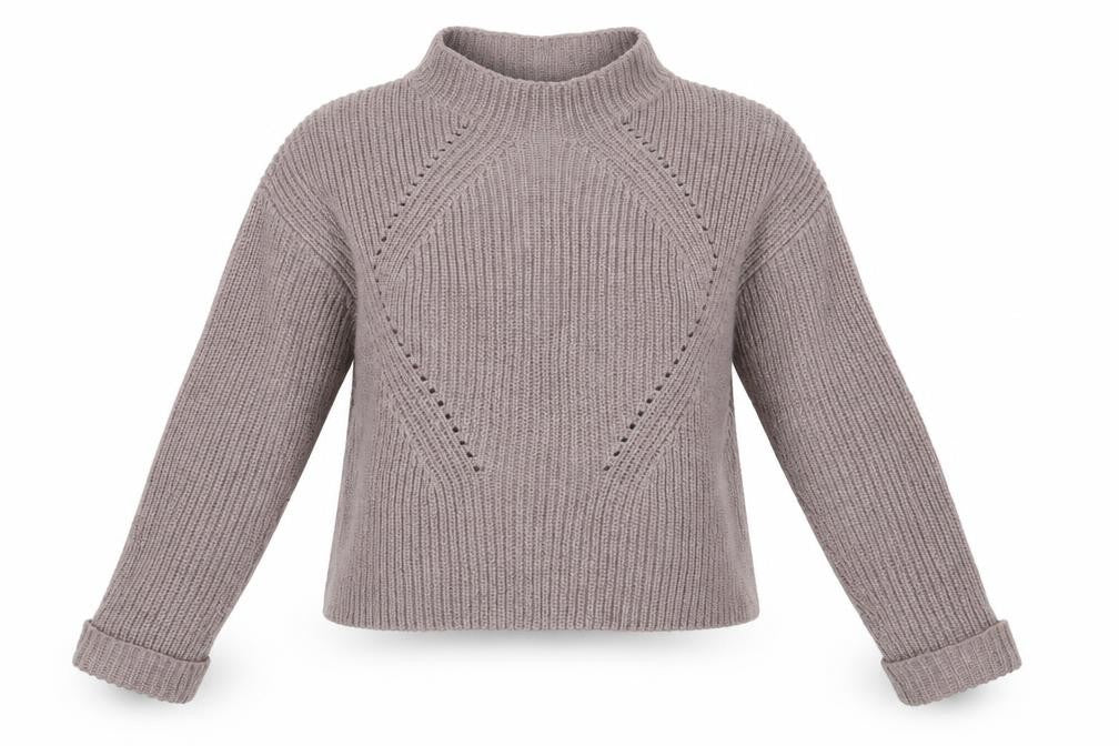 Front view of Matalan women’s grey acrylic pullover sweatshirt, size UK 14, pullover