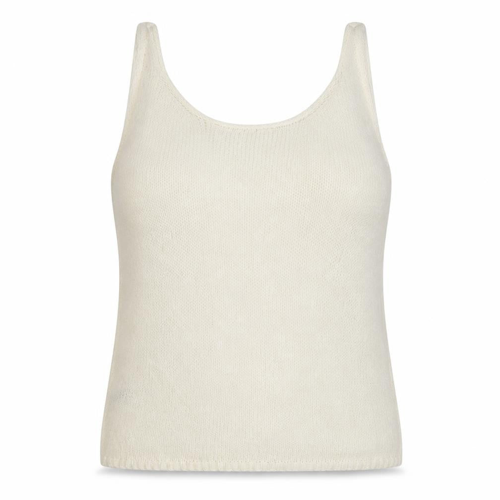 Front view of Next women’s ivory v-neck polyester vest jumper, size UK 16