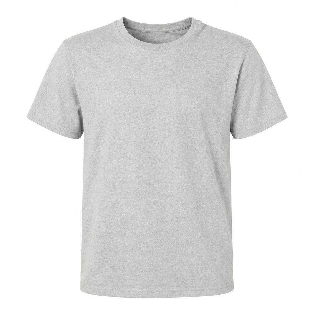 Front view of Primark boys’ grey cotton basic t-shirt, size S, round neck pullover