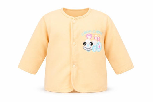 Front view of Pansy Baby Orange Basic Jacket Jacket, size 0-3, Months Snap