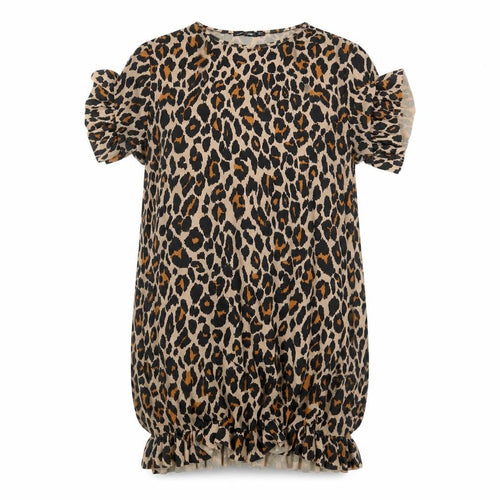 I Saw It First  Womens Brown Animal Print Polyester T-Shirt Dress  Size 6  Crew Neck