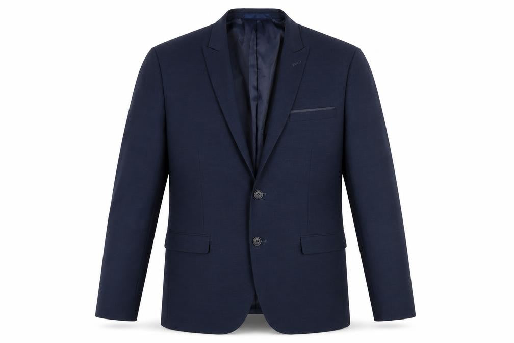 Front view of Cedarwood State men’s black polyester jacket blazer, size 38