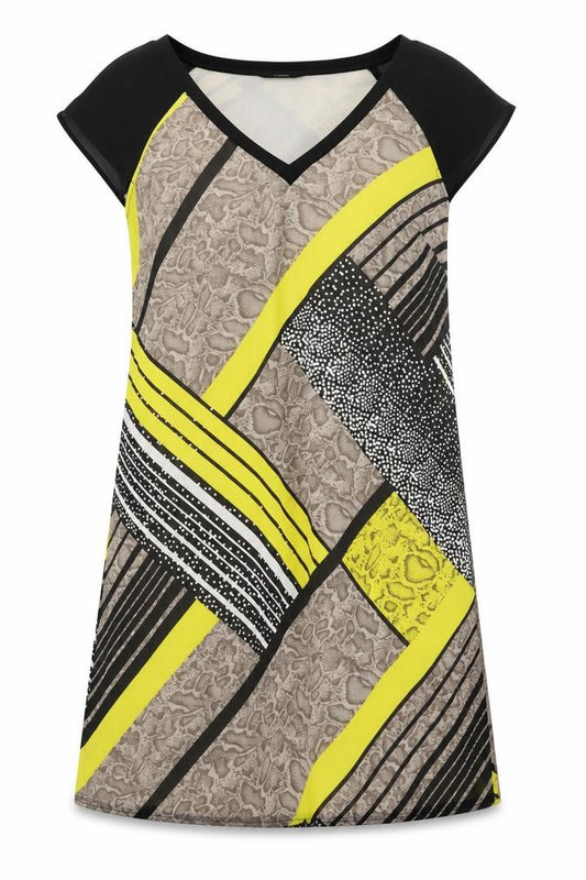 Front view of George women’s brown animal print polyester a-line, size UK 12, v-neck