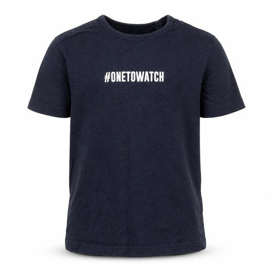 Front view of Next girls’ blue cotton basic t-shirt, size 4, years round neck