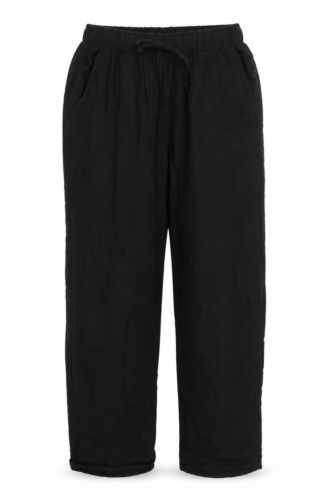 Selcuk Womens Black  Cotton Trousers  Size XL L31 in Regular