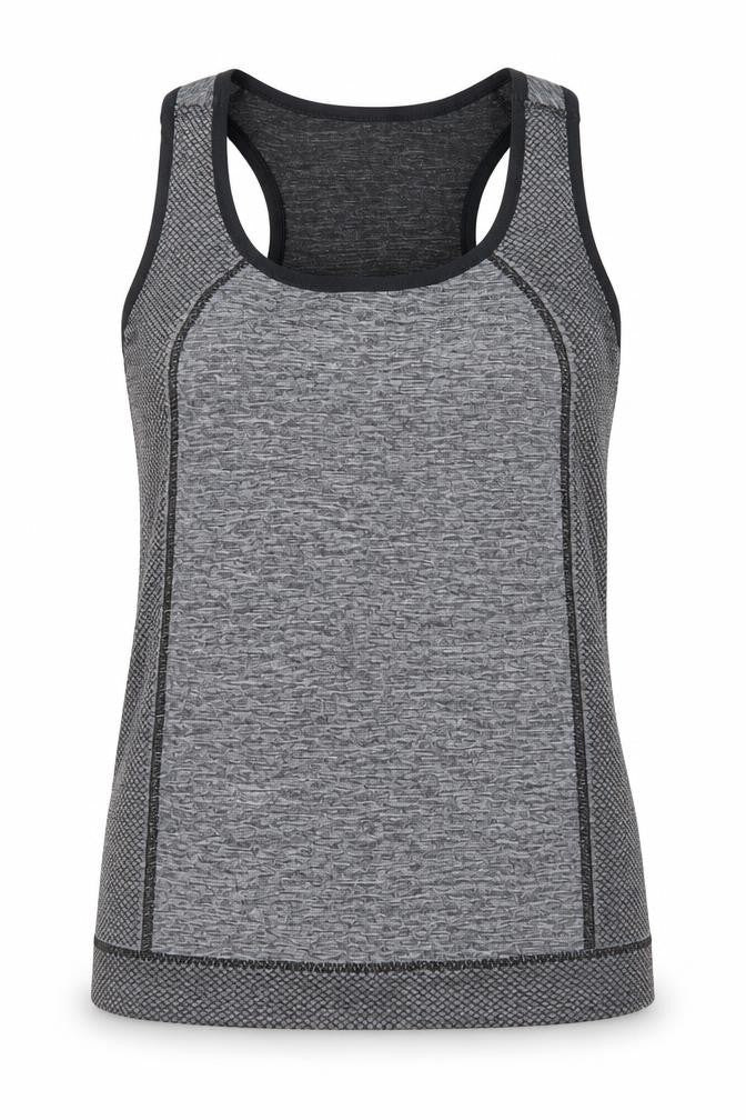 Womens Grey  Polyester Basic Tank Size S Round Neck