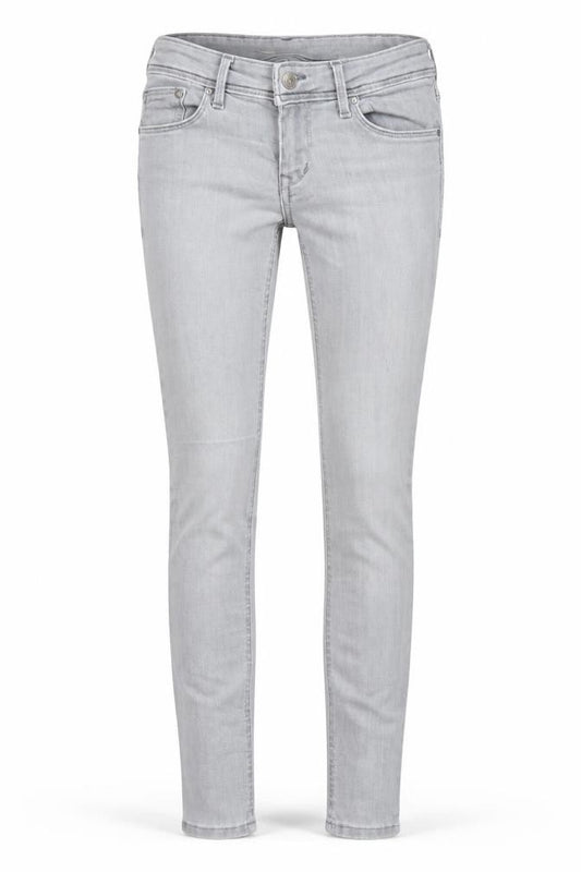 Front view of H&M women’s grey skinny jeans, size UK 26, 31-inch leg zip