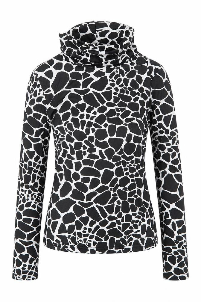 SheIn Womens Beige Animal Print Polyester Basic T-Shirt Size XS Roll Neck - Giraffe Print