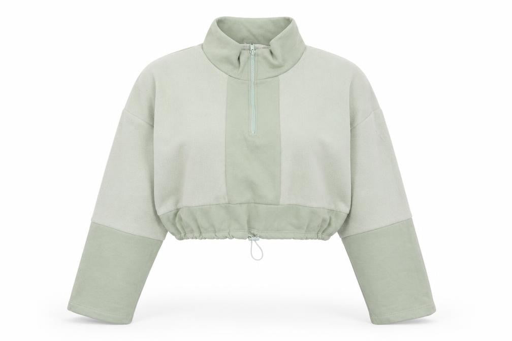 Front view of Topshop women’s green polyester pullover sweatshirt, size L