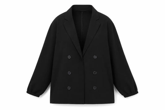 Front view of Atmosphere women’s black polyester jacket blazer, size UK 8
