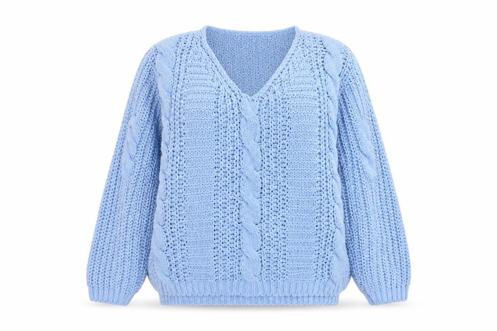 Tu Womens Blue V-Neck  Polyester Pullover Jumper Size 10