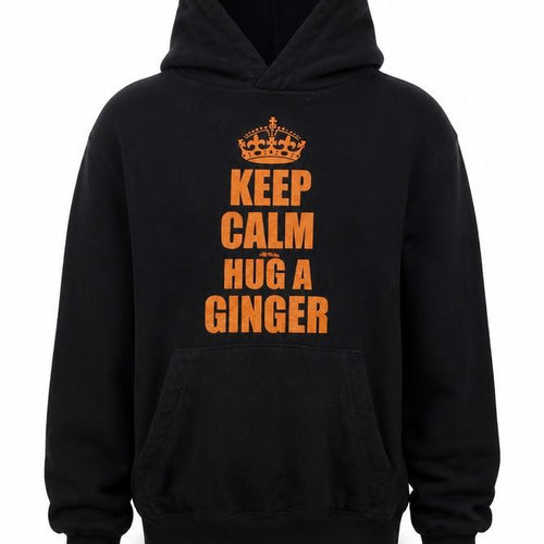 B&C Boys Black  Cotton Pullover Hoodie Size 10 Years   - Keep Calm and Hug A ginger