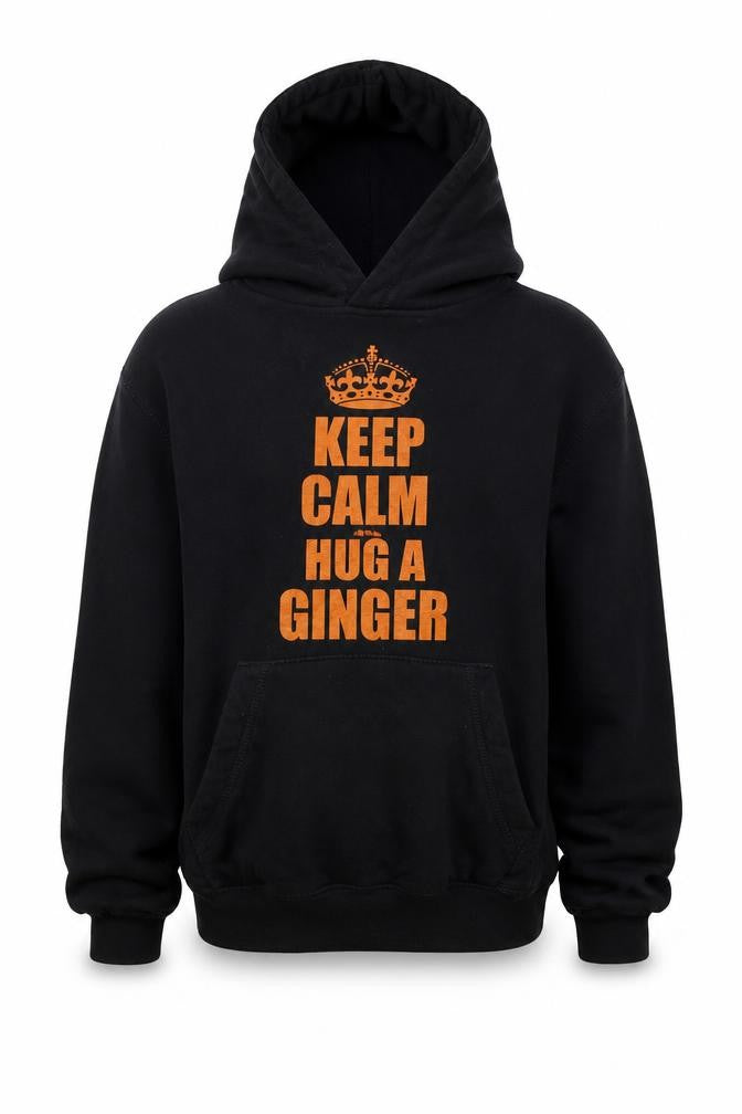 B&C Boys Black  Cotton Pullover Hoodie Size 10 Years   - Keep Calm and Hug A ginger