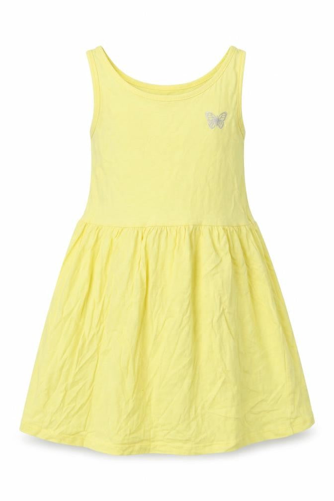 H&M Girls Yellow  Cotton A-Line  Size 2-3 Years  Crew Neck Pullover - Butterfly Print