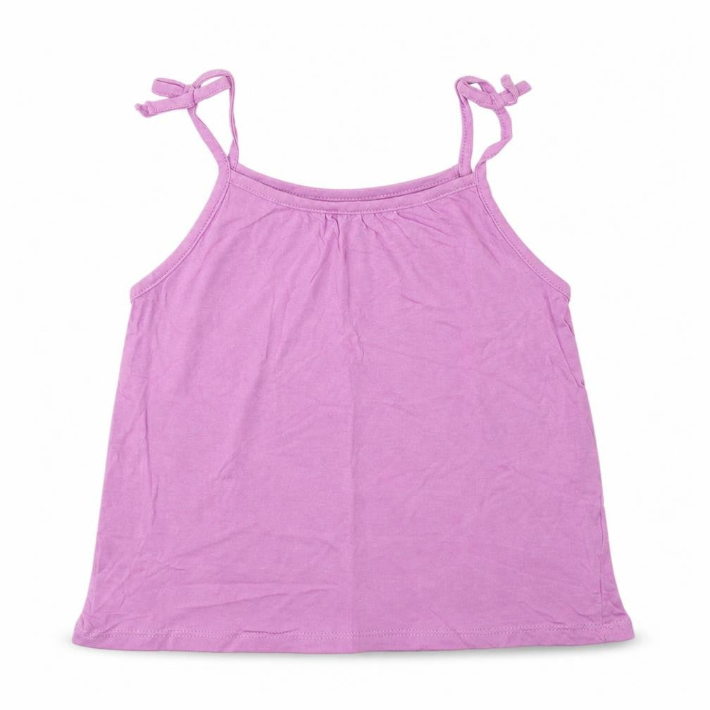 Front view of H&M girls’ purple cotton basic tank, size 2-3, years scoop neck pullover