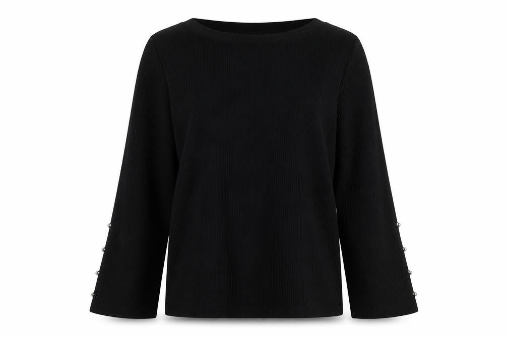 Front view of Matalan women’s black viscose pullover sweatshirt, size UK 16, pullover