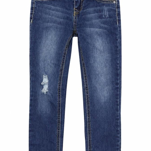 VIGOSS Girls Blue  Cotton Straight Jeans Size 6 Years  Regular Zip - Distressed