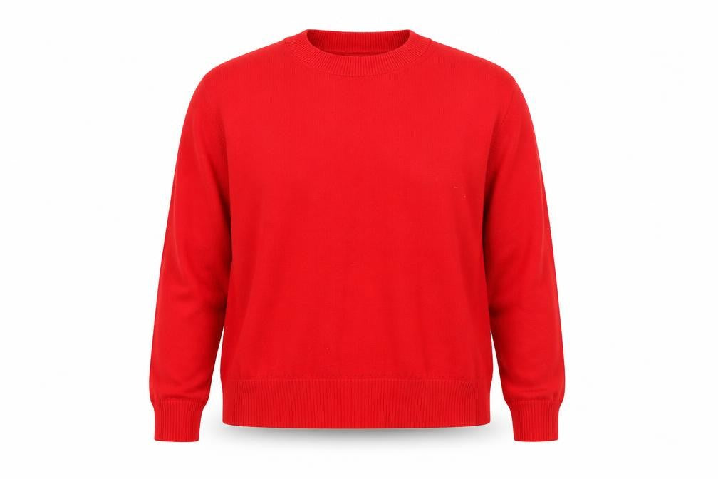Front view of Oasis women’s red round neck viscose jumper, size M