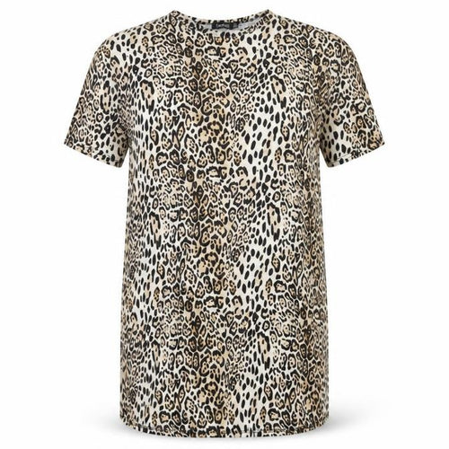 Boohoo Womens Beige Animal Print Polyester T-Shirt Dress  Size 8  Crew Neck