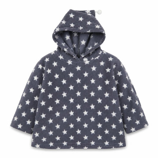 Front view of India Cymru girls’ grey geometric polyester top pyjama top, size 5-6, years pullover - stars
