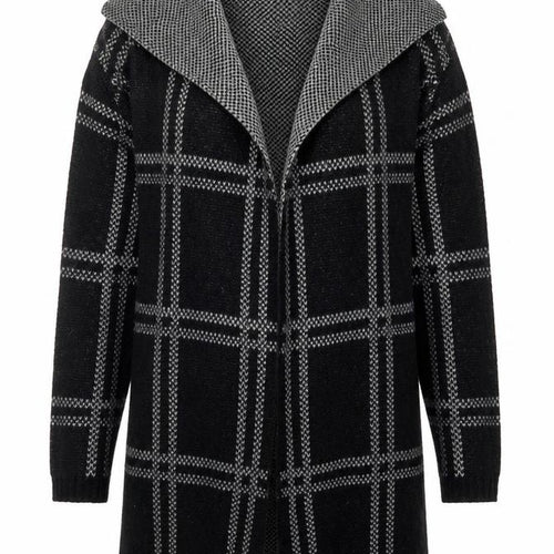 NEXT Womens Black Collared Check Acrylic Cardigan Jumper Size XS
