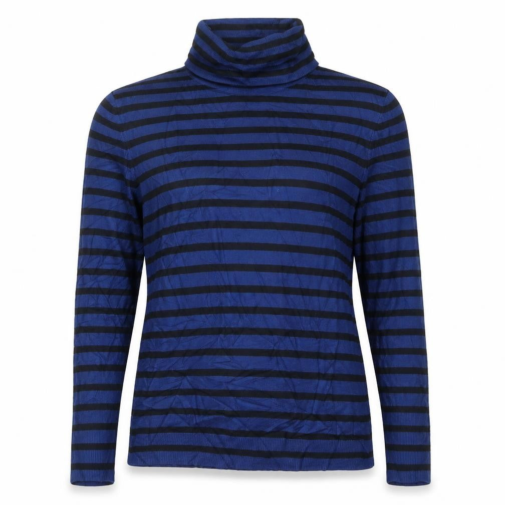 Betty Barclay Womens Blue Roll Neck Striped Viscose Pullover Jumper Size 10