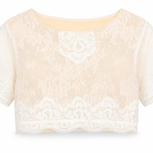 Polly Womens Beige  Polyester Cropped T-Shirt Size 18 Round Neck